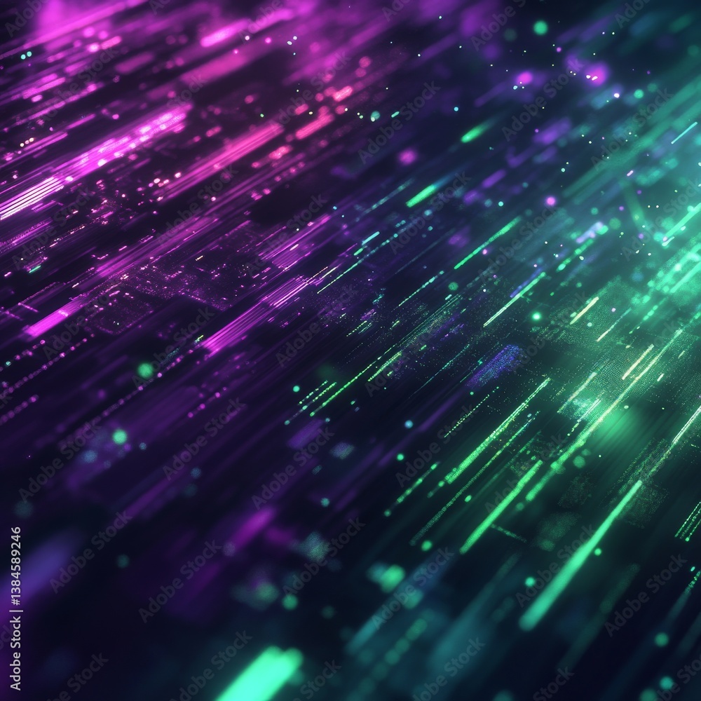 Leinwandbilder abstract cyberpunk data stream: glitching lights in a digital void with neon sparks