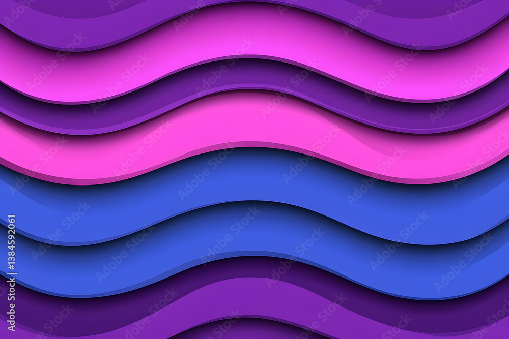 Poster layered colorful abstract wavy shapes and shadow effects create interest