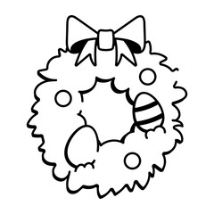 A hand draw style icon of an easter wreath 
