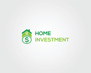 Green home with a dollar sign logo design vector template