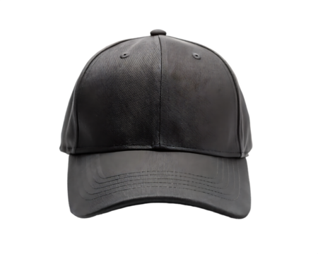 Black baseball caps front and back view isolated on white background, fashion apparel