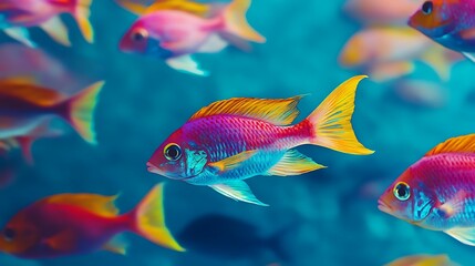 Naklejka premium Colorful tropical fish swimming gracefully images