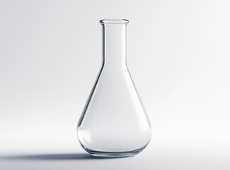 Clear scientific flask against a plain background