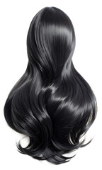  Isolated strand of black hair with natural wave, set on a white background