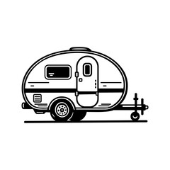 Camper Van Vector, Recreational Trailer, Camper Trailer, Trailer logo, Camping Logo, Van Life, Van Life Logo, Trailer Illustration, Camp Trailer, Road Trip Vector Illustration