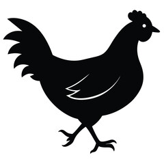 Hen Silhouette Vector Illustration Of Farm Animal With Classic Styling.