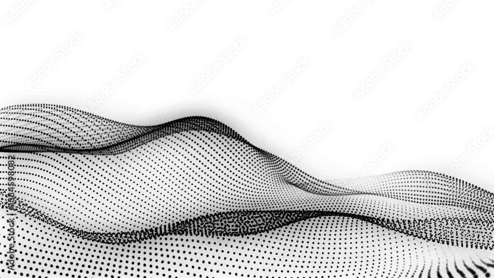 Poster abstract backgrounds with digital black dot lines wave animation. looping animated background with f