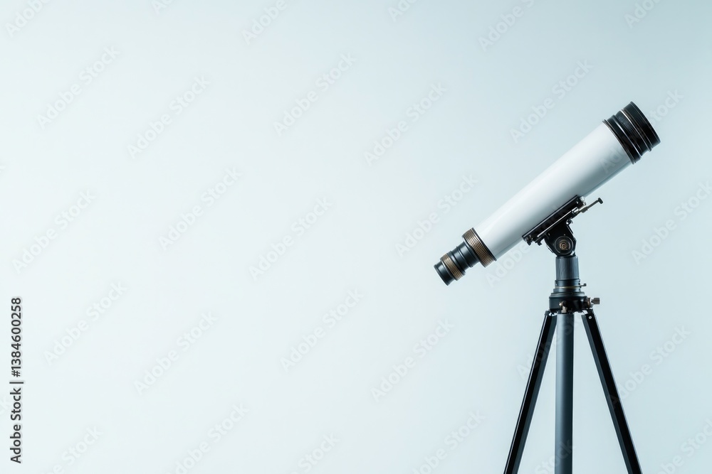 Poster clean and minimalistic image of celestial telescope isolated against white background offering ample