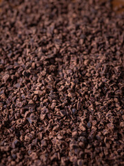 close up Organic Cacao nibs or Cacao chips.