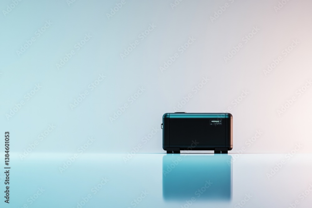 Poster clean image of modern generator in minimalistic setting on white background