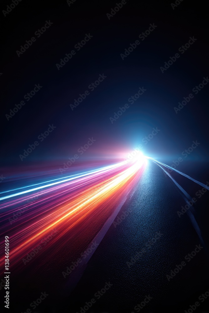 Poster abstract light trails converging on bright light source