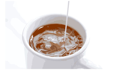 淹れたてでおいしいコーヒーに、ミルクを入れる