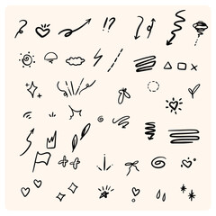 Sketch line simple elements with doodle style drawing