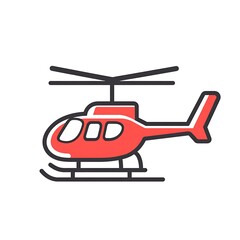 Cartoon Helicopter Icon with Bold Colors and Simple Design