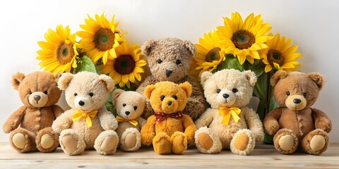 Teddy Bears with Sunflowers