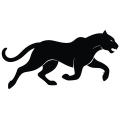 Naklejka premium Black Panther Silhouette Vector Illustration Powerful Predator On The Hunt Graphic Design.
