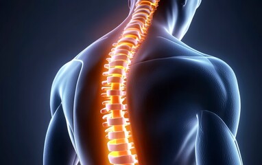 Glowing Human Spine Anatomy