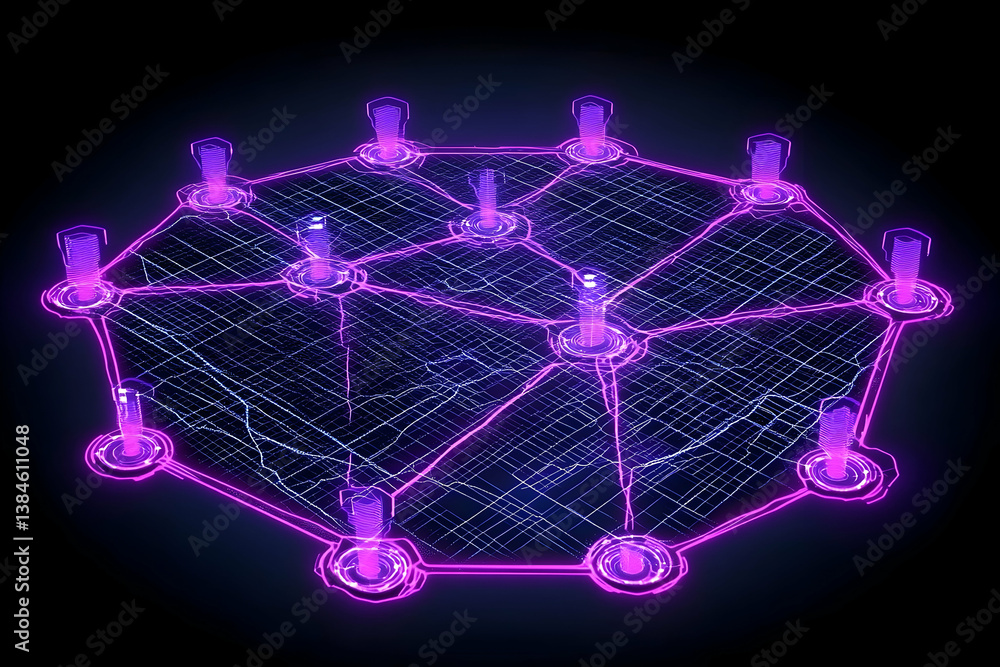 Poster an abstract digital rendering of a connected network design