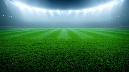 Illuminated Empty Soccer Field at Night