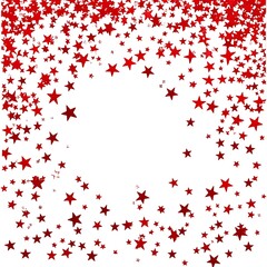 Obraz premium Red Star Confetti Scatter on White Background for Celebration Events