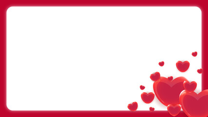 Romantic Red 3D Hearts on White Background