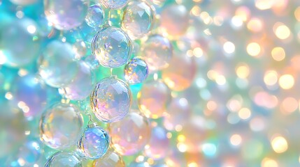 Iridescent orbs with bokeh background.