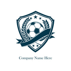 Shield soccer ball laurel stars ribbon dark blueteal  © bristy