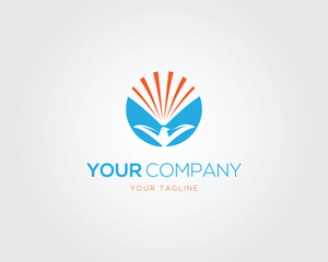 Phoenix Bird Sun Logo Icon Design Modern Vector Template