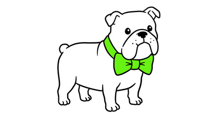 Fototapeta premium Cute bulldog cartoon illustration with a bone