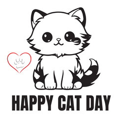  A vector style simple HAPPY CAT DAY