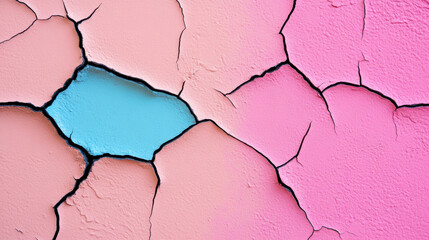 A cracked black texture on soft pastel peach background.