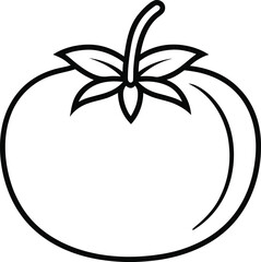 Black and White Tomato Outline Clipart - Simple Line Drawing