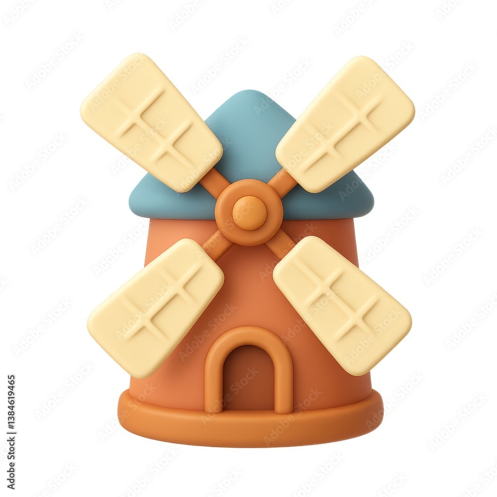 Poster simple 3d windmill icon design for creative projects and use