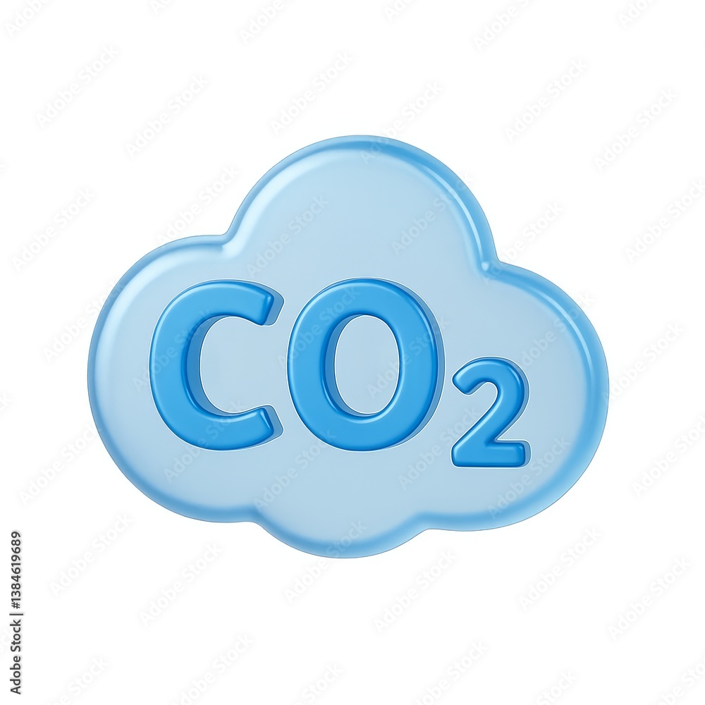Poster simple 3d icon representing co2 gas in cloud shape for visuals