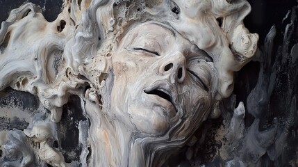 Fototapeta premium Surreal Stone Face: A Dreamlike Abstract Sculpture