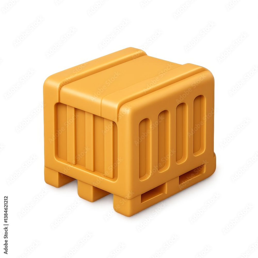 Poster simple 3d icon of a cargo box with smooth surface and bold color