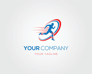 Running man logo design icon vector template