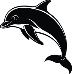 Fototapeta premium Dolphin Silhouette Black Vector