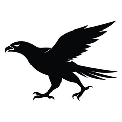 Majestic Black Eagle Silhouette Preparing For Flight Vector Illustration Graphic Design.