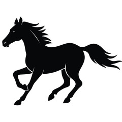 Black Horse Running Vector Silhouette Elegant Graphic Image For Design Projects.