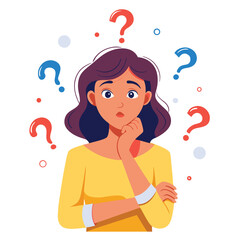 girl thinking vector illustration