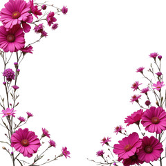 Hot Pink Daisy Frame with Dense Floral Clusters