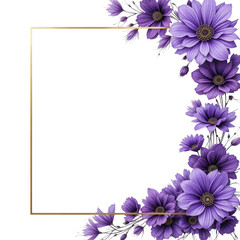 Obraz premium Violet Floral Corner Frame with Gold Border