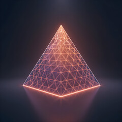 3D pyramid matrix with soft gradient glow, minimal and clean design&rdquo;