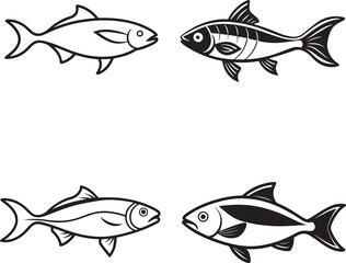 Fototapeta premium Dolphin and sea fish vector icon 