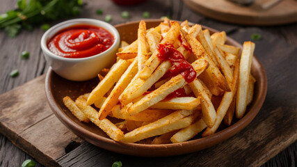 Cajun Fries and Ketchup: Cajun-seasoned French fries with organic ketchup