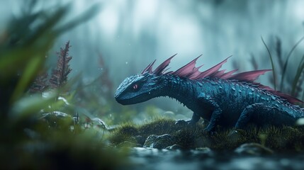 Mystical Blue Dragon in Enchanted Forest