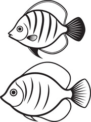 Dolphin and sea fish vector icon 