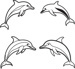 Obraz premium Dolphin and sea fish vector icon 