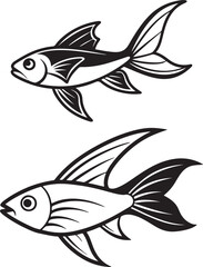 Dolphin and sea fish vector icon 